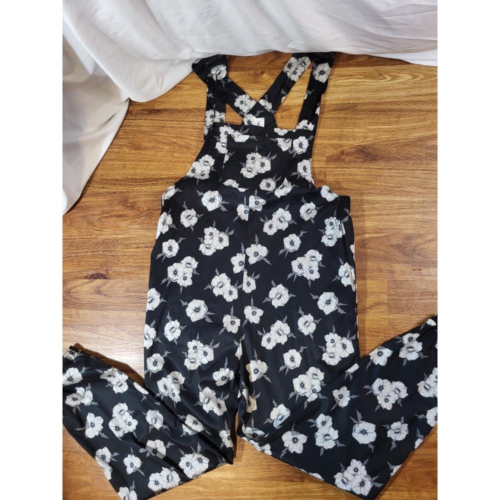 SMASH + TESS Floral Black Romperalls Overalls Small Jogger Ankle Pockets Tencel